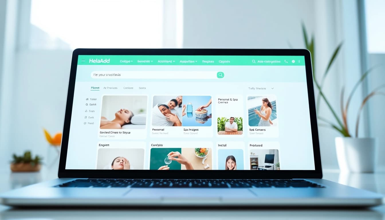 Hela Add online classified ads platform interface featuring colorful listings and user-friendly design.