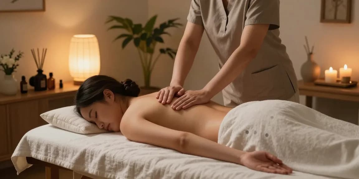 하남출장마사지 in a serene home setting with a therapist providing soothing massage therapy.