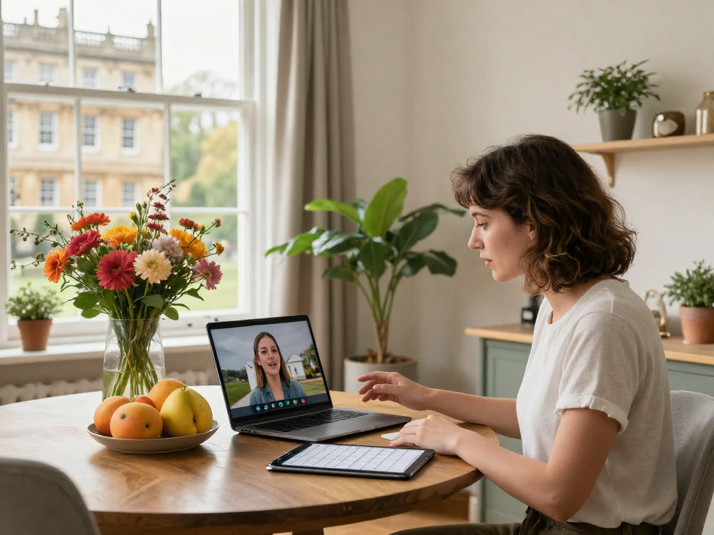Airbnb management Bath: Host showcasing stylish flat features in vibrant surroundings with iconic Bath backdrop.