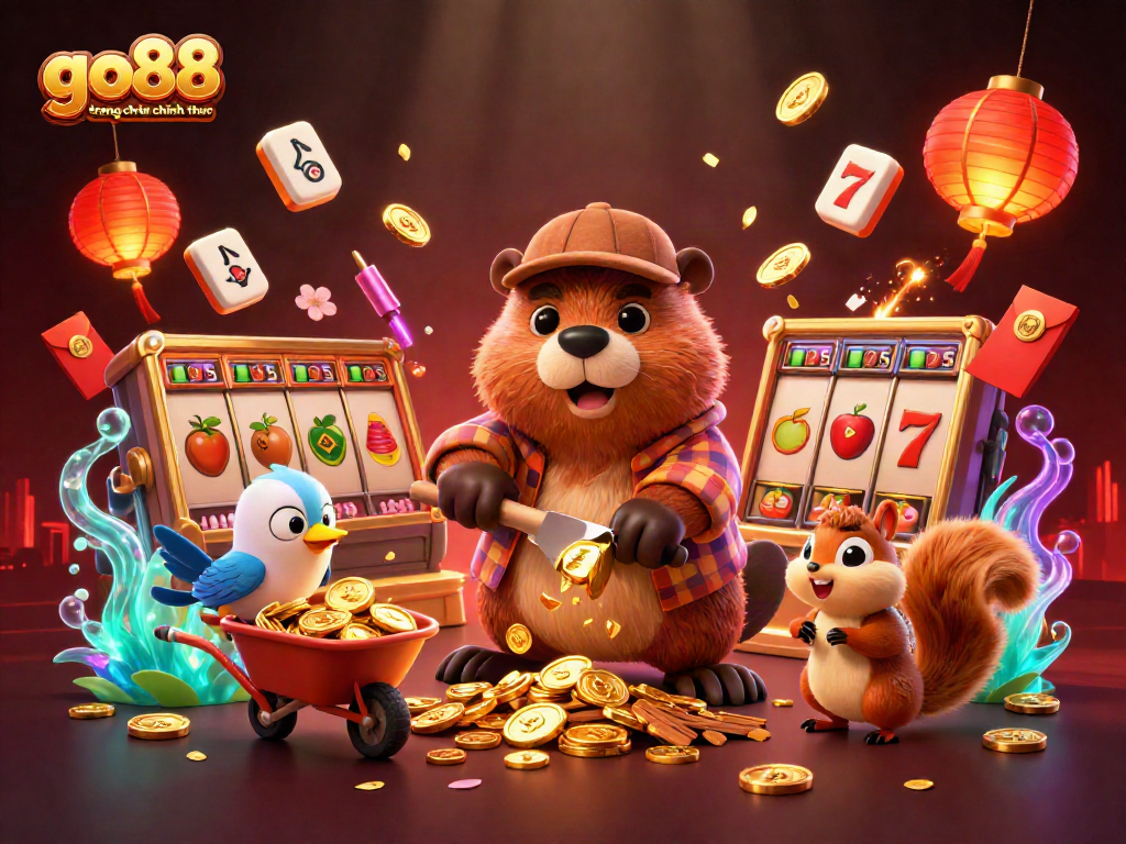 Experience the exciting go88 trang chu chinh thuc with a vibrant scene of gaming characters and symbols showcasing casino fun.