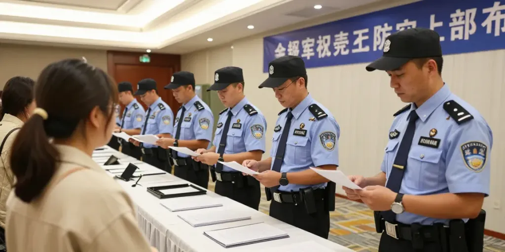 Trusted Security Solutions by professional personnel at a community event.
