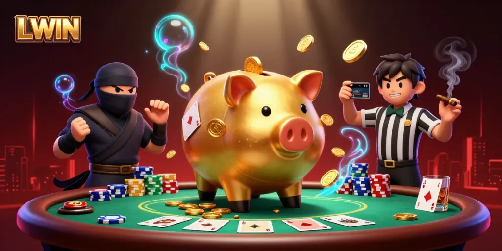 Experience exciting action with LLWIN's vibrant gambling scene featuring a sumo wrestler, ninja, and samurai.