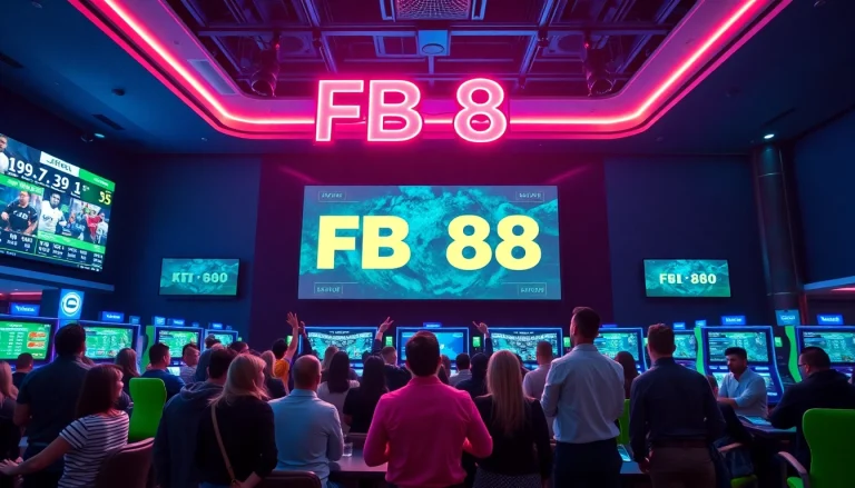Experience thrilling sports betting at FB 88 with diverse players and vibrant displays.