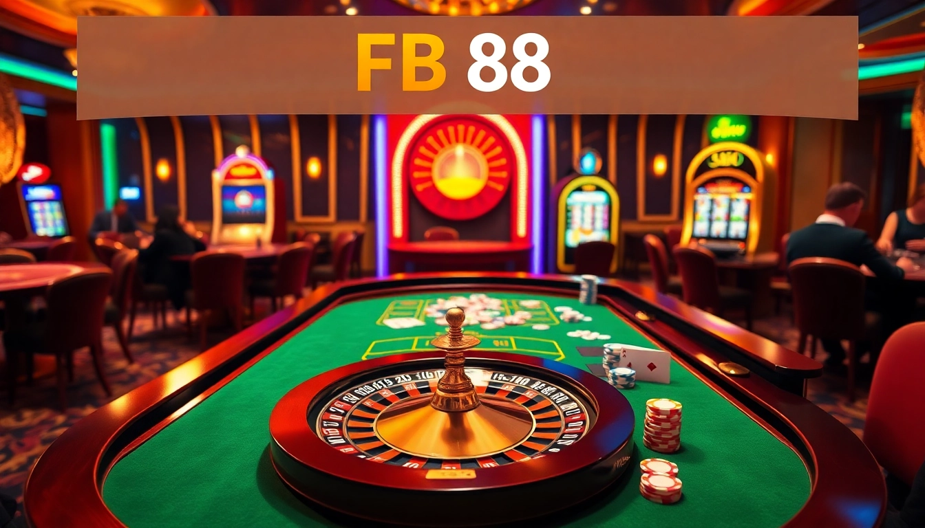 Experience the thrill of gambling at FB 88 with exciting roulette tables and vibrant slot machines.