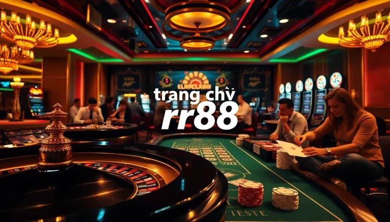 Experience the thrill of gambling on trang chủ rr88 with dynamic casino tables packed with players and vibrant poker chips.