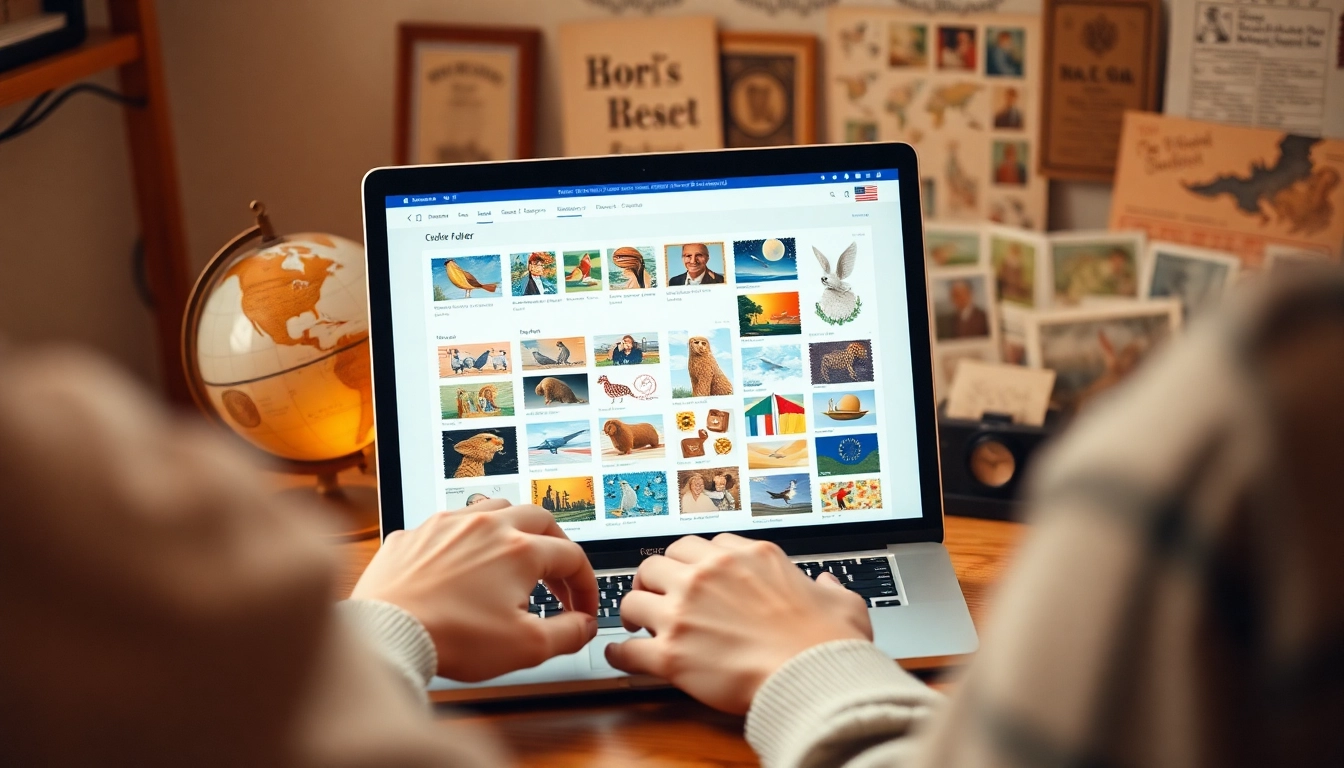 Buy postage stamps online effortlessly in a cozy home office setting.