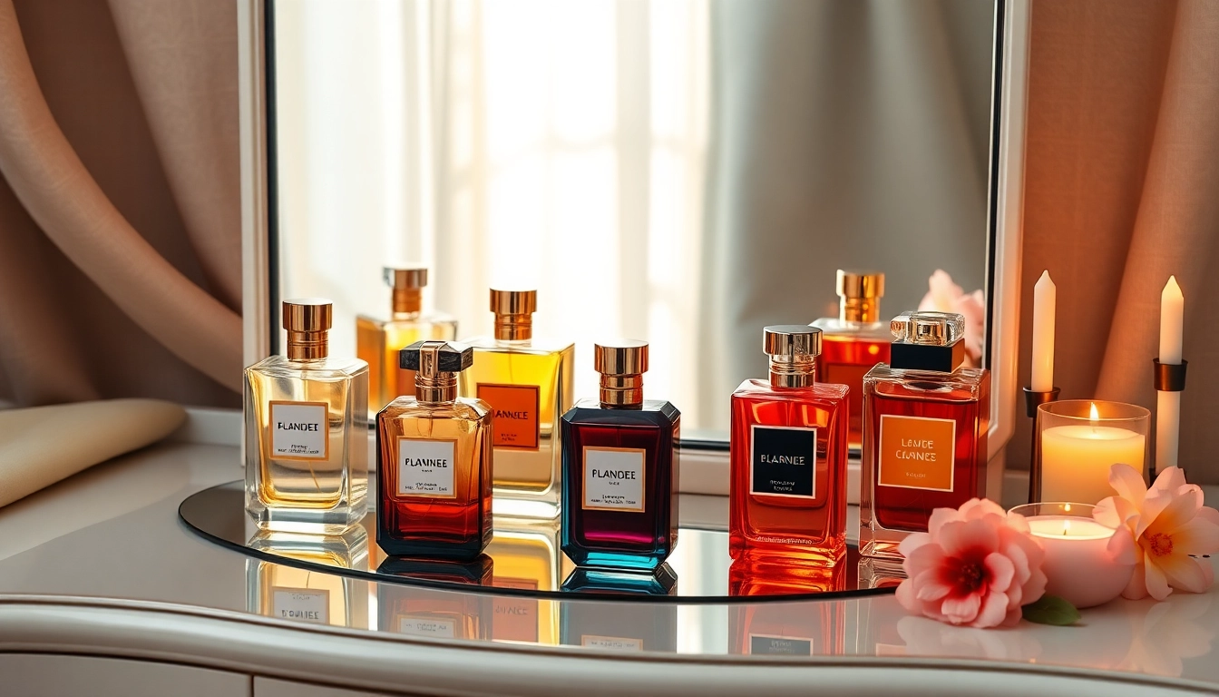 Showcasing luxury perfume dupes in an elegant arrangement on a chic vanity.