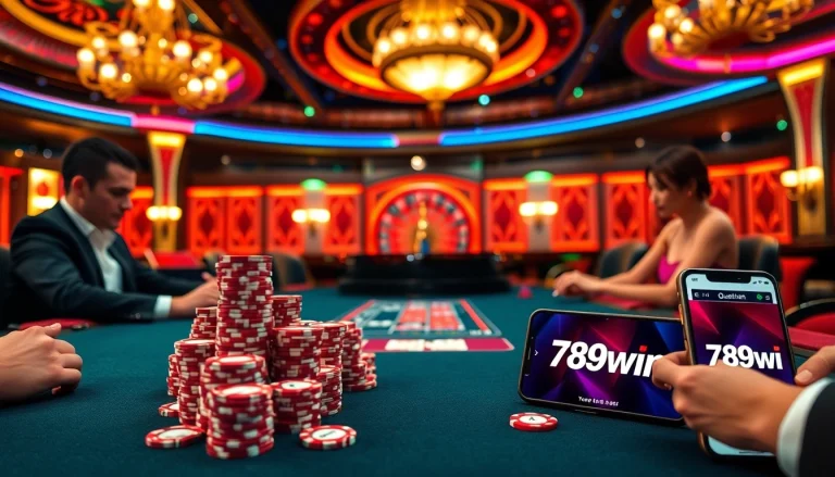 Experience the thrill of 789win with a luxurious poker game and vibrant casino elements.