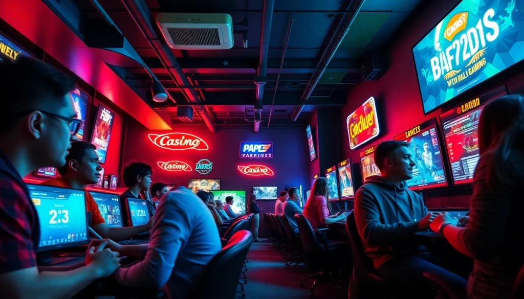 Exciting gamers immersed in diverse 789f online gaming activities within a vibrant environment.