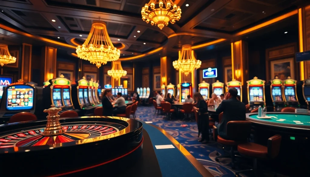 Engaging players at nhà cái jun88 enjoying a thrilling game of poker in a luxurious casino atmosphere.