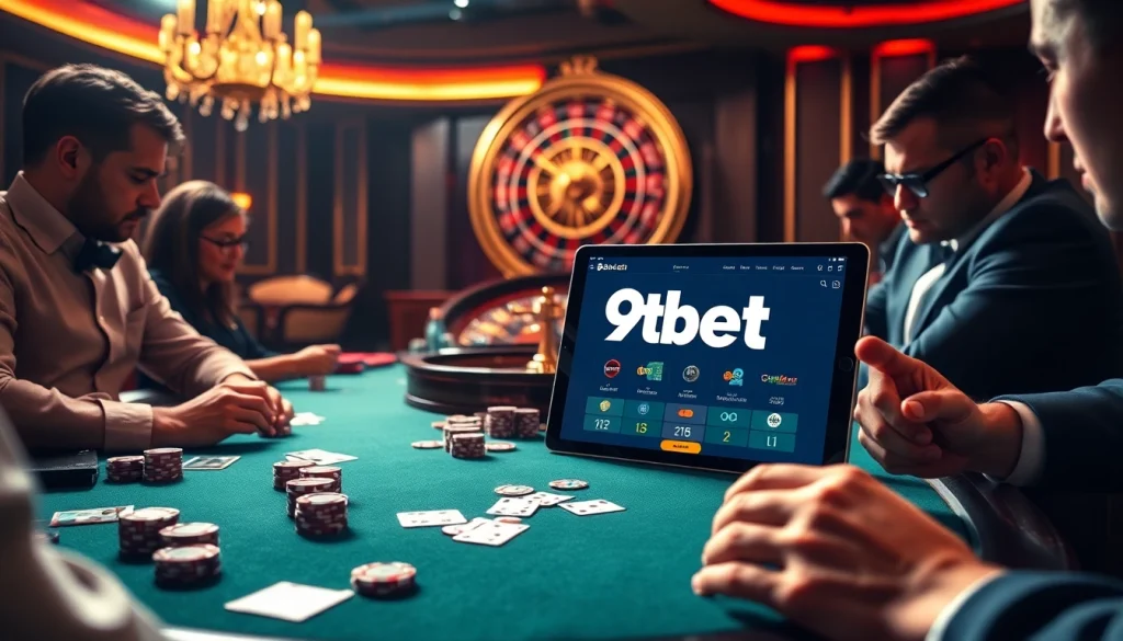 Betting action on a modern poker table at https://9bet.com.de/ showcasing luxury and strategy.