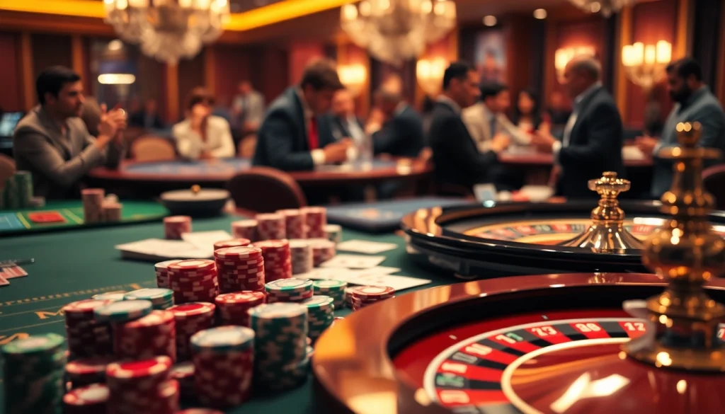Gambling experts calculating odds with nhận định kèo nhà cái at a vibrant casino table.