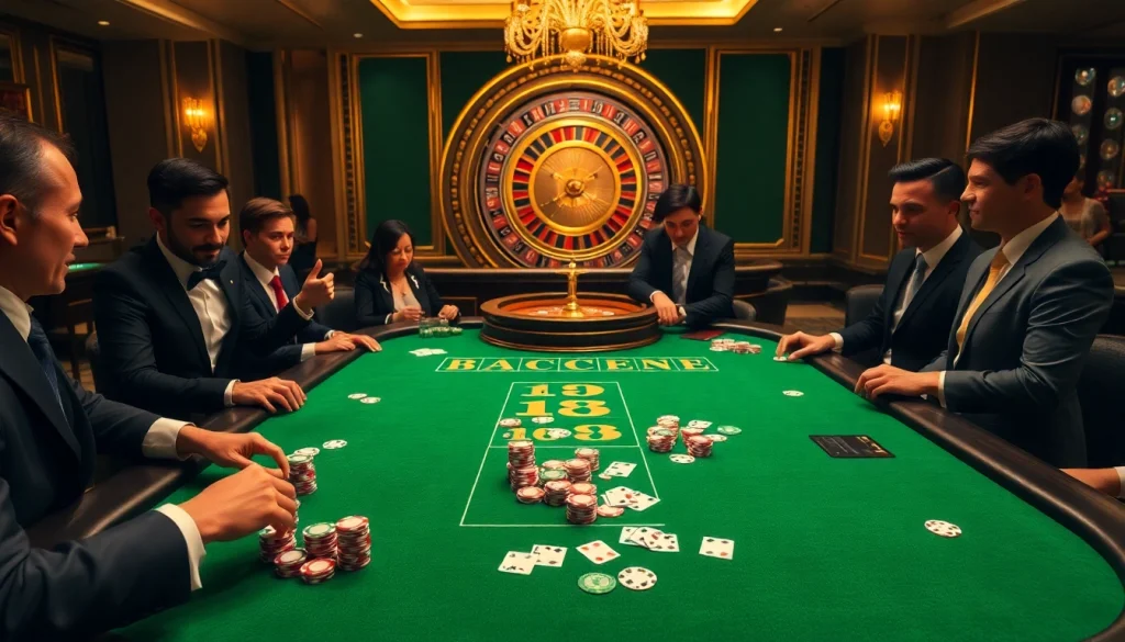 Engaging gamers with a Baccarat table at net88, showcasing excitement and luxury in gambling.