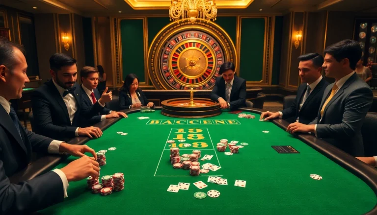 Engaging gamers with a Baccarat table at net88, showcasing excitement and luxury in gambling.