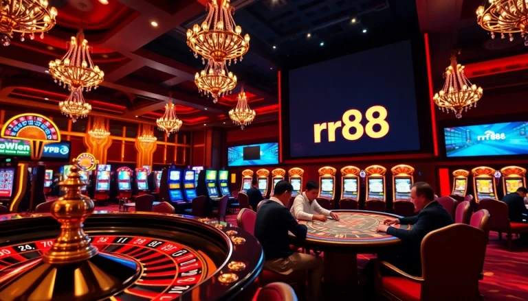 Experience the thrill of rr88 at a captivating casino with poker tables and roulette wheels.