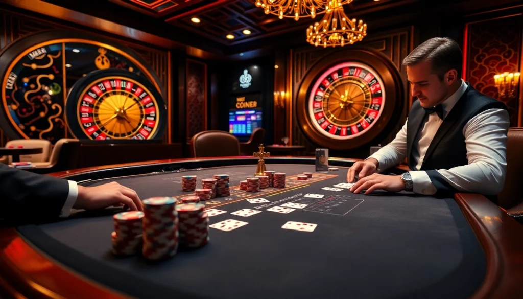 Experience high-stakes poker action at 888b with luxurious tables and vibrant ambiance.