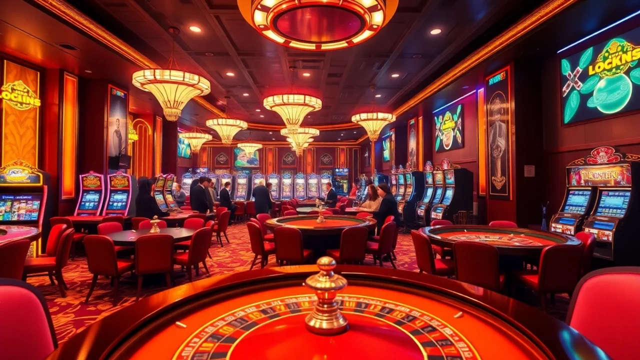 Experience the excitement of lucky88 at a luxurious casino with vibrant gaming tables.