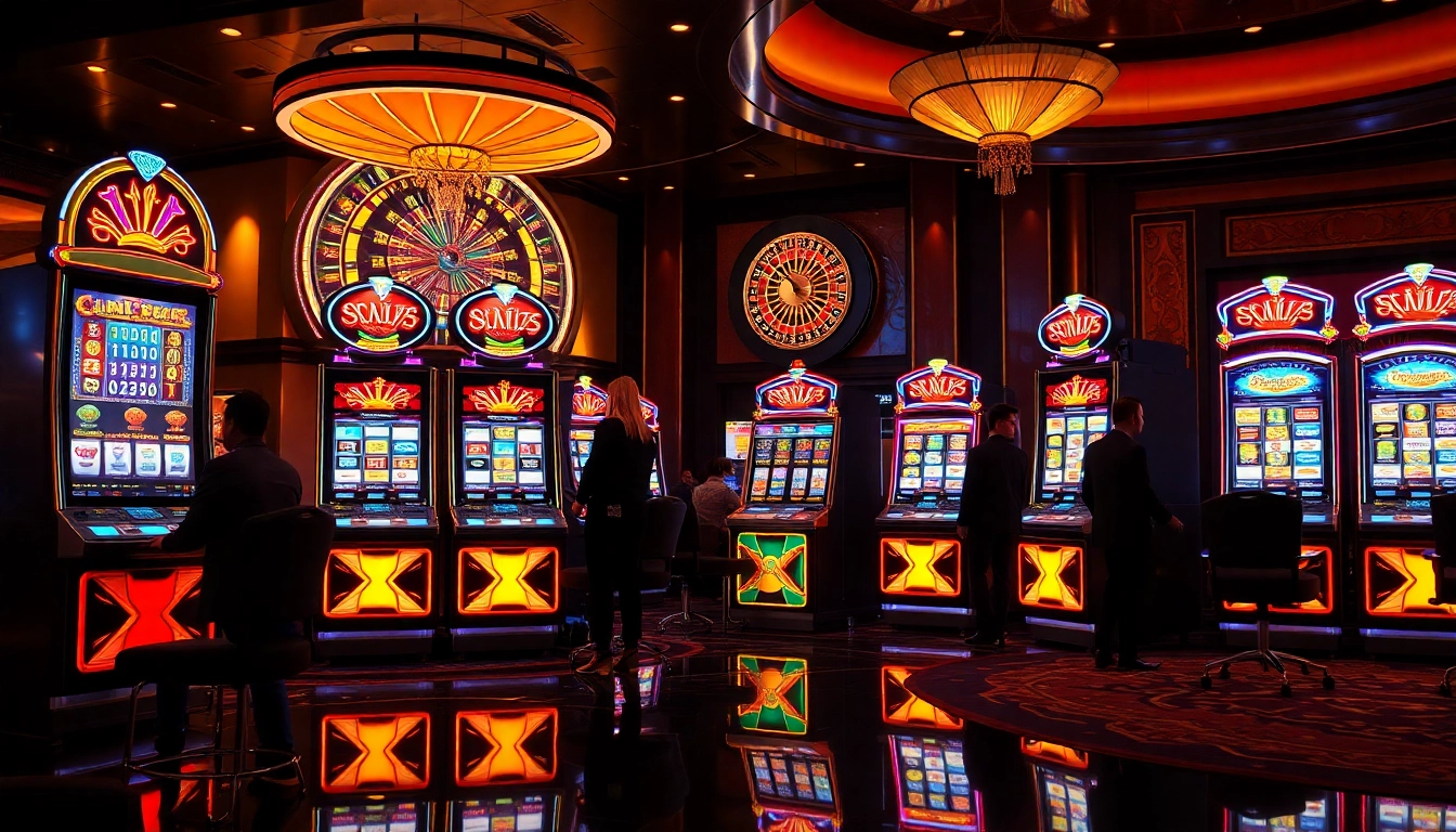 Exciting players winning at doaslot slot machines in a vibrant casino setting.