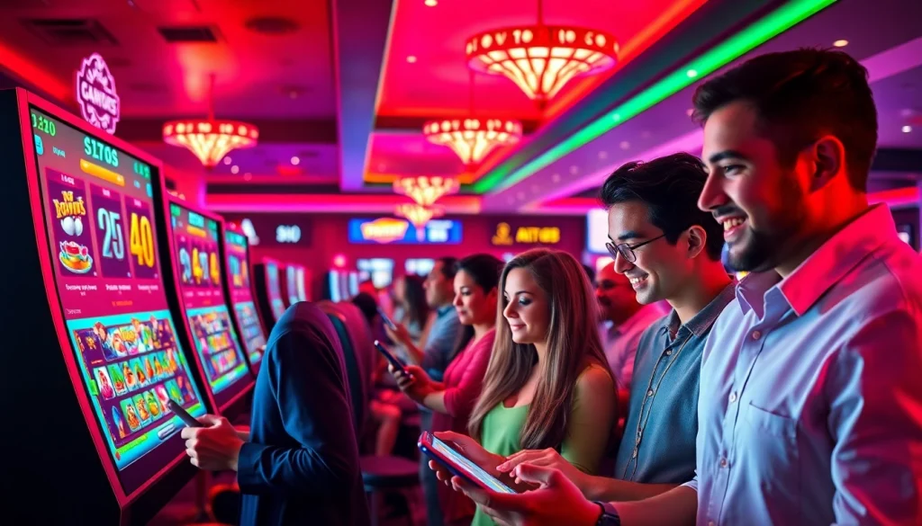 Exciting online gaming scene with hoki138 showcasing diverse players enjoying digital slots.