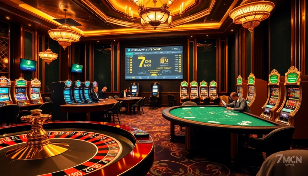 Gambler placing bets at 7mcn while enjoying a high-stakes casino atmosphere.