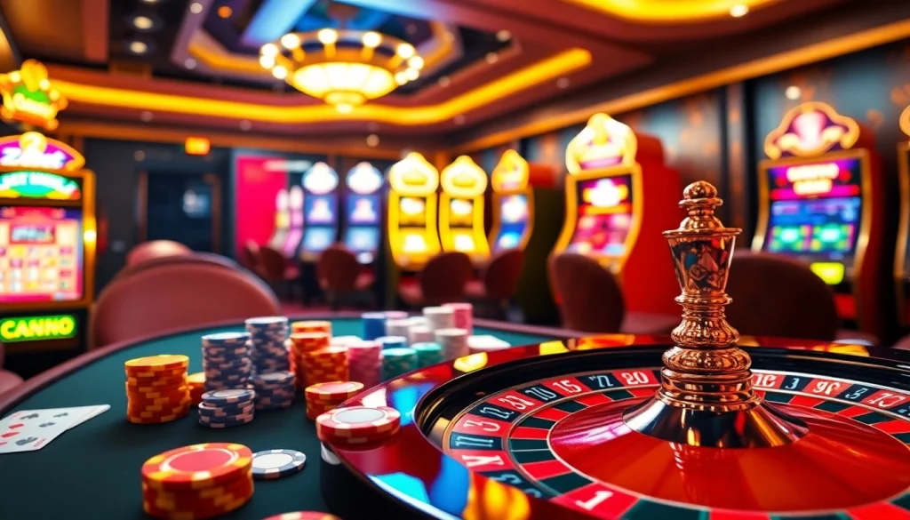 Zbet com showcases an exciting casino experience with vibrant tables and captivating slot machines.