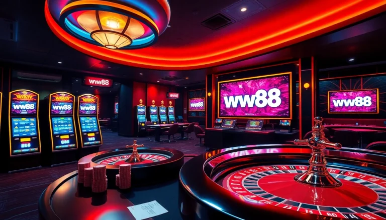 Experience the excitement of gambling with ww88 in a vibrant casino atmosphere featuring slots and poker.