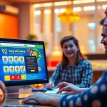 Exciting scene of Trang chủ 92lottery online platform showcasing vibrant lottery games and happy users engaging.