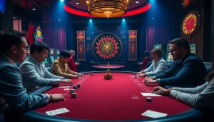 Experience the thrill of 'trang vswin' at a vibrant high-stakes poker table with professional players.