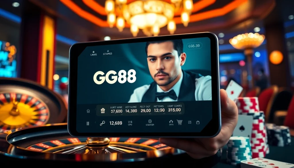 GG88 players enjoying an exciting online betting experience with vibrant casino elements.