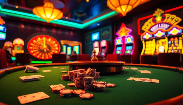 Exciting gambling scene showcasing poker players and roulette, inspired by https://hit-club.games/.