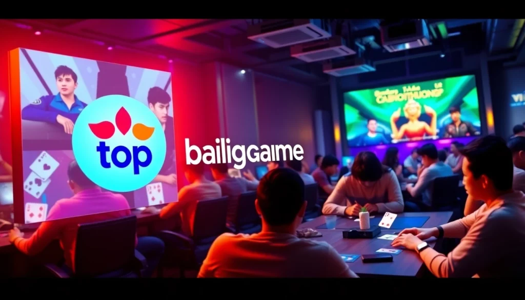 Exciting online gaming scene with diverse players at topgamebaidoithuong.mx, showcasing card games.
