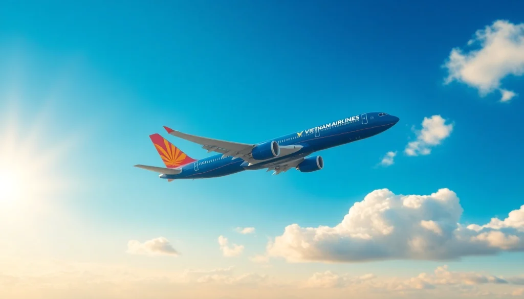 Vietnam Airlines VN168 flight in the sky, symbolizing reliable travel.