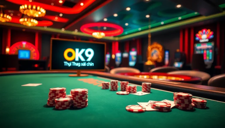 Experience thrilling gaming moments at OK9 thể thao xanh chín with dynamic poker gameplay and vibrant casino ambiance.