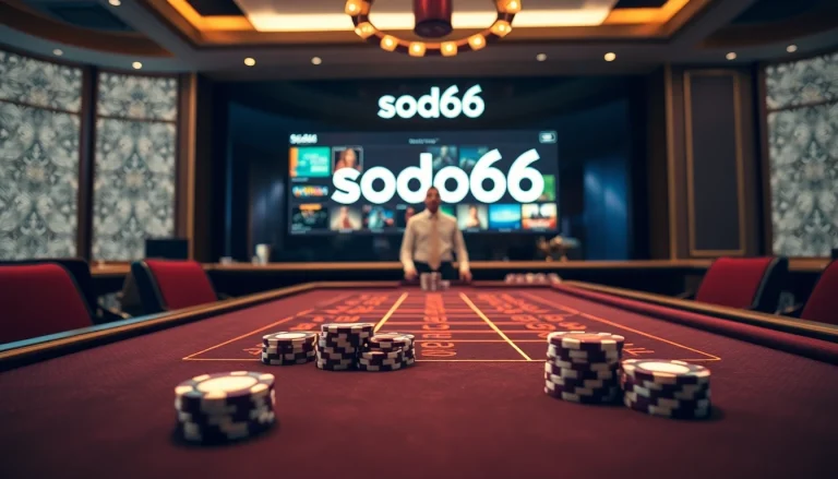 Sodo66 gaming experience with elegant Baccarat table and vibrant online game display.