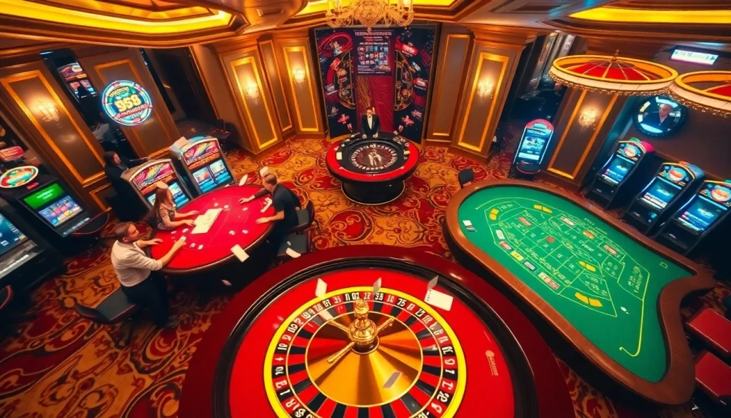 Experience thrilling gameplay at https://uu88net.info/ with players immersed in a lively casino scene.