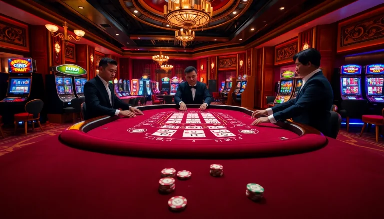 Explore gaming excitement at https://cm88.bz/ with a vibrant casino scene highlighting blackjack action.