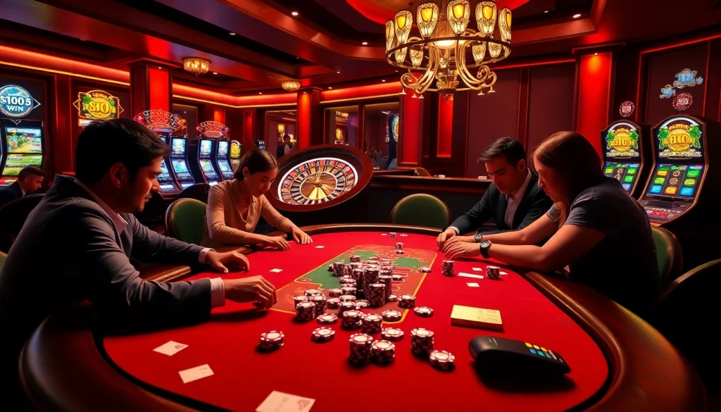Experience the thrill of LV88 casino excitement with poker tables, chips, and grand slot machines.