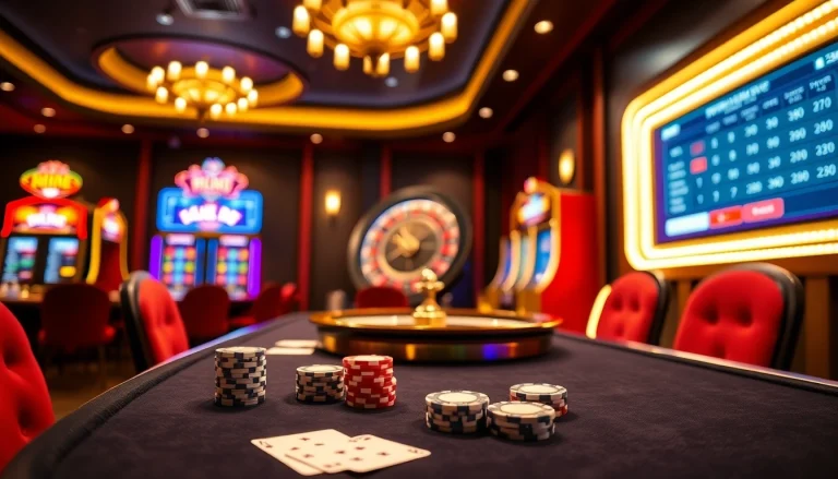 Experience the excitement of MM 88 with vibrant casino tables and glowing slot machines.