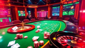 Experience exhilarating gameplay at https://xocdia24h.com/ with vibrant poker chips and roulette wheels.