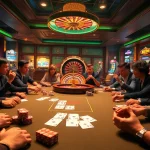 Players engaging in a thrilling FLY88 Đăng kí experience at a luxurious poker table with vibrant chips and cards.