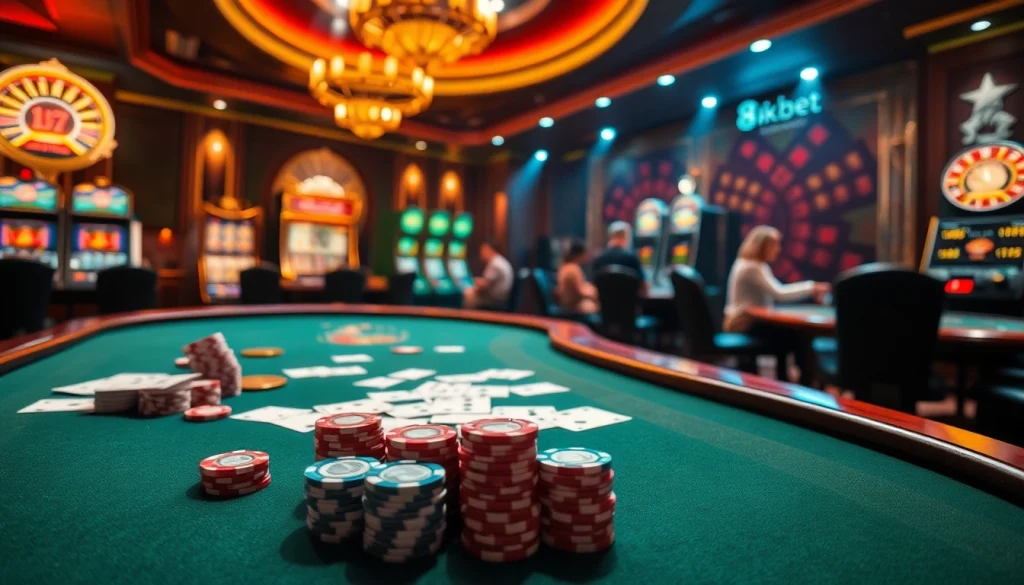 Experience thrilling gameplay at 8kbet with vibrant casino tables and engaging players.