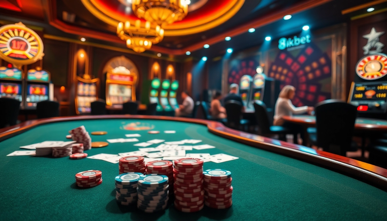 Experience thrilling gameplay at 8kbet with vibrant casino tables and engaging players.