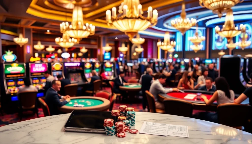 Experience the vibrant S8 casino atmosphere with poker chips and Samsung Galaxy S8 on display.