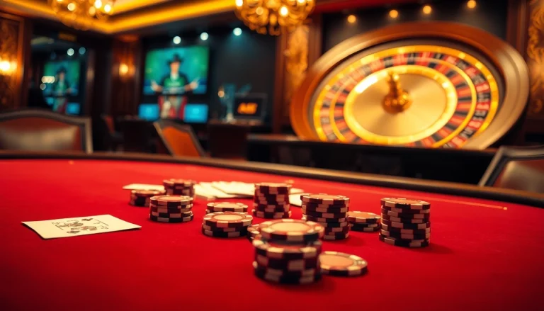 Experience the excitement of king88 casino gaming at a luxurious poker table with vibrant visuals.