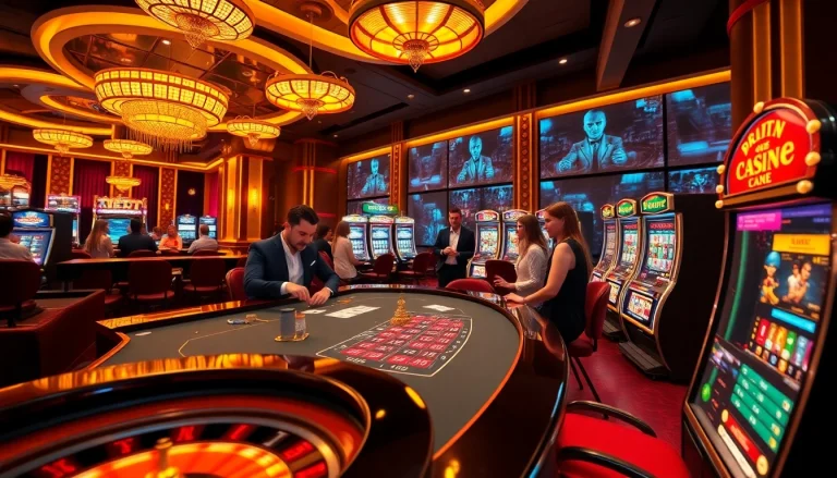 Players engaging with advanced gambling features at 28bet in a luxurious casino setting.