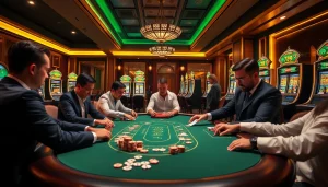 Experience the thrill of poker at 789f with professional players and vibrant casino elements.