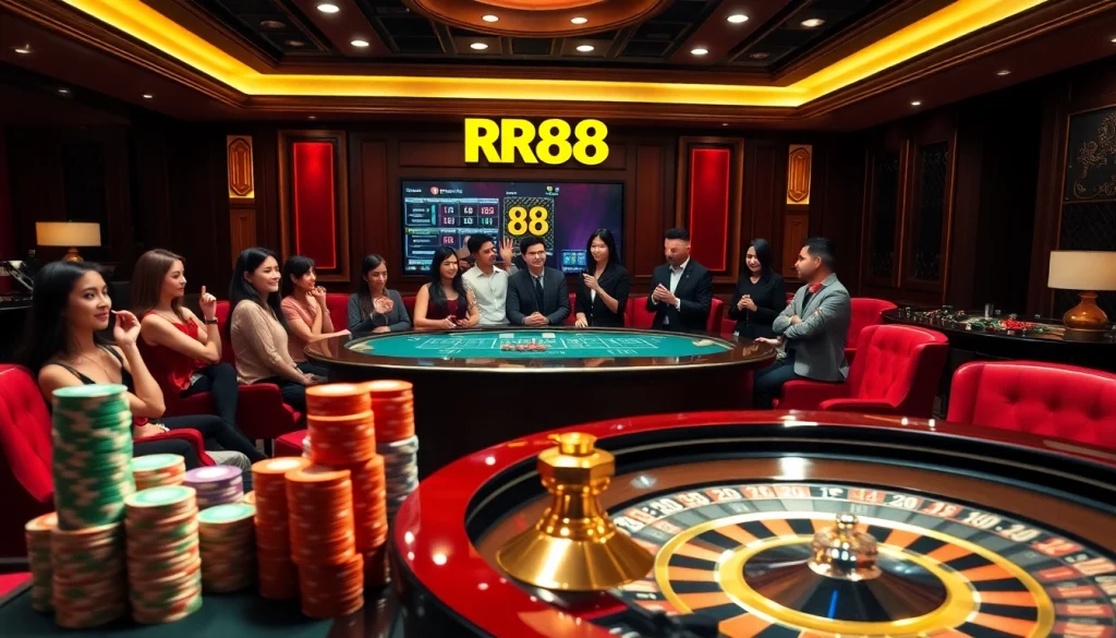 Join the excitement at RR88 casino with players enjoying blackjack and roulette games.