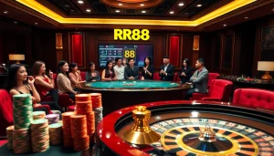 Join the excitement at RR88 casino with players enjoying blackjack and roulette games.
