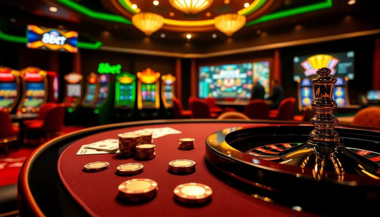 Experience thrilling games and high-stakes action at 8kbet's luxurious online casino environment.