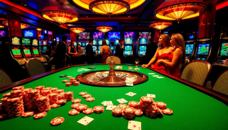 Engage in thrilling gaming action at https:/nk88.us.com/ with poker chips and roulette wheel glistening.